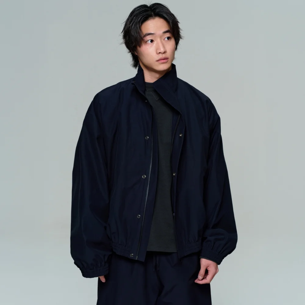 MEN OVERSIZED TRACK ZIP JACKET - DARK NAVY