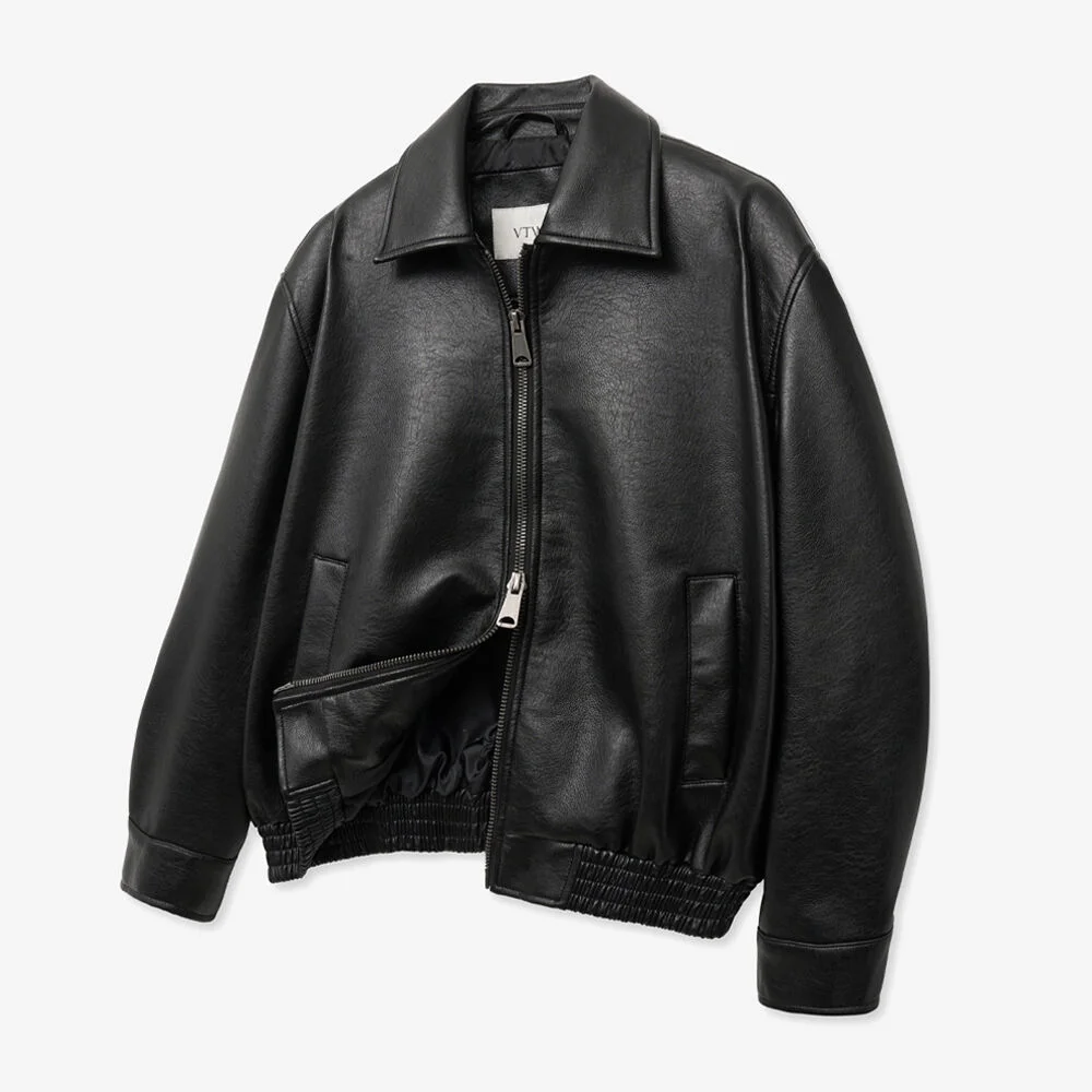 8235 水洗 皮革 單片裝 外套 (BLACK)