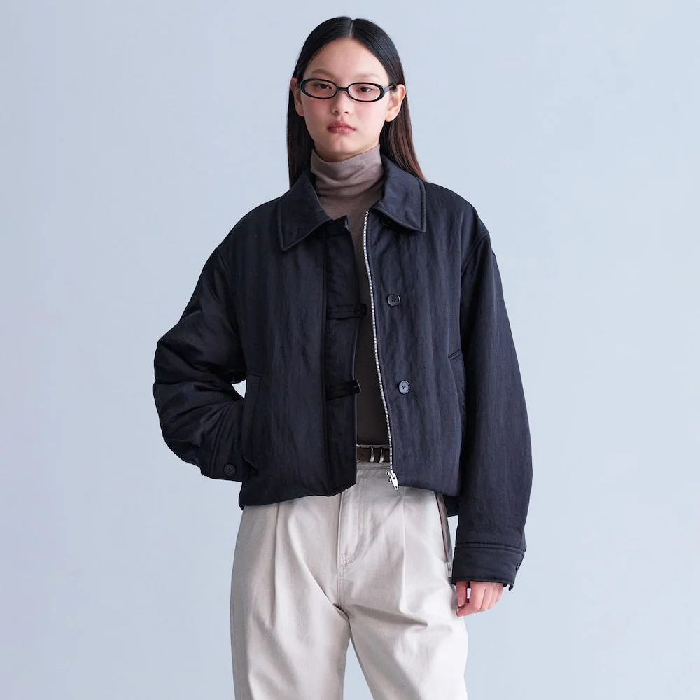 Volume Sleeve Short Padding Jacket Black (KE4938M015)