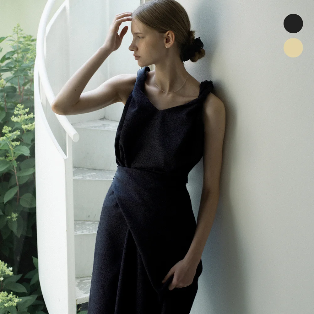 comos 900 draping twist sleeveless dress (2color)