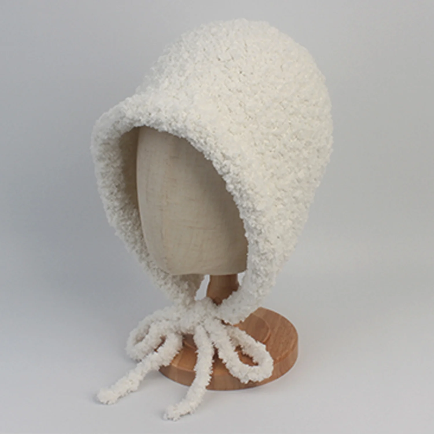 Fleece White Bonnet Hat Bonnet Hat