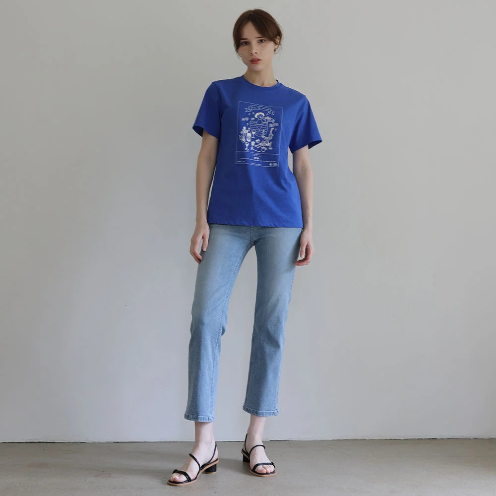 5P Light Blue Washing Slim Straight-fit Jeans(SPAN)