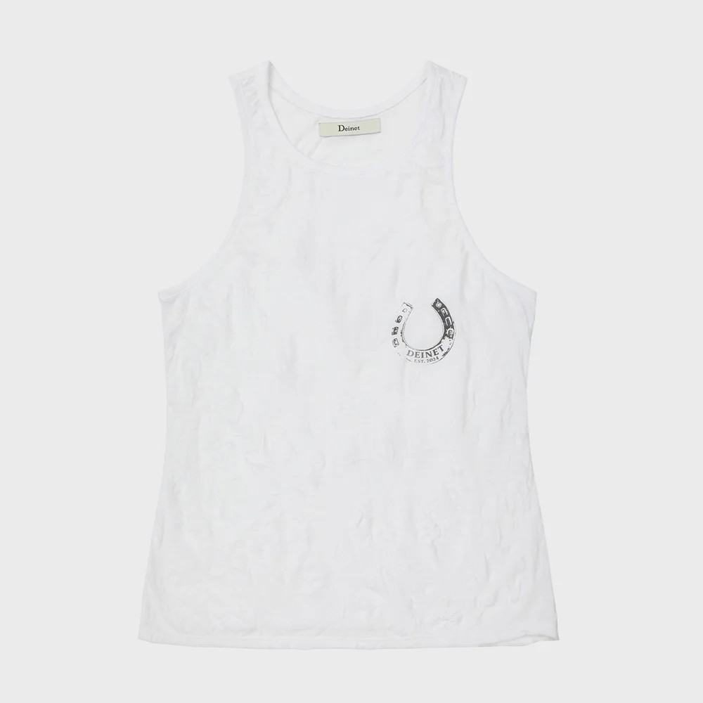 HORSESHOE PRINT SLEEVELESS IN WHITE