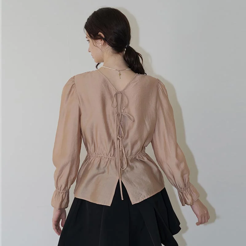 Lautre Ella Ribbon Gold beige blouse