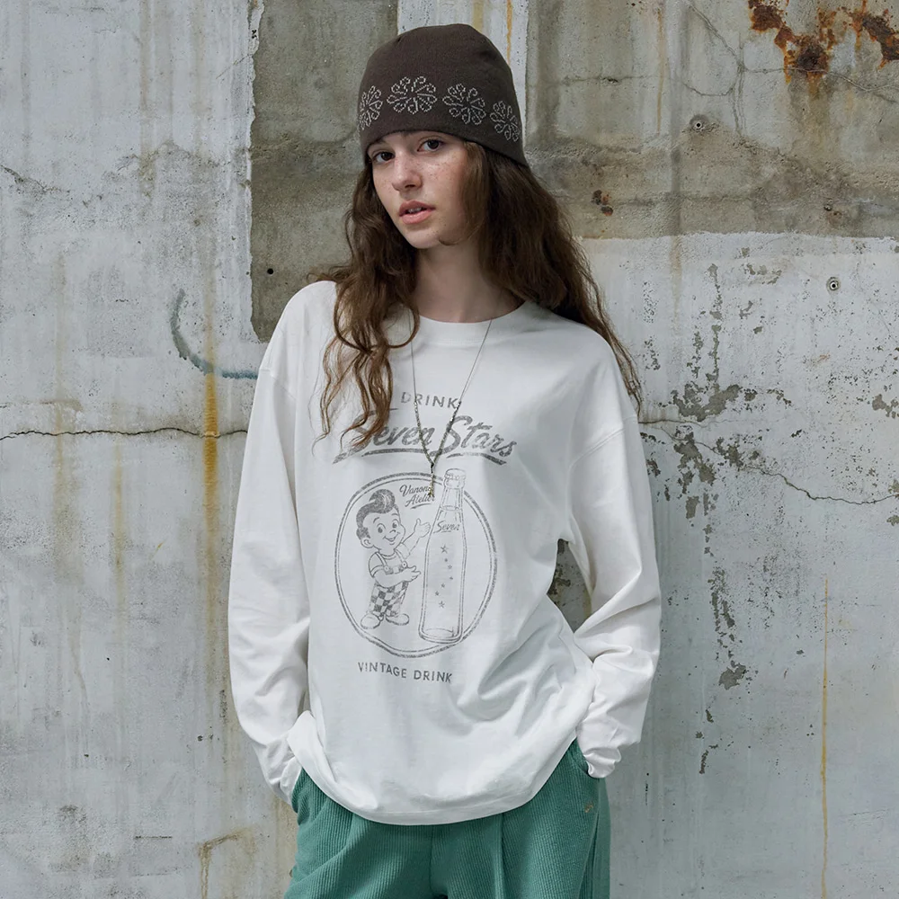 A3628 Vintage soda 長 衣袖_White