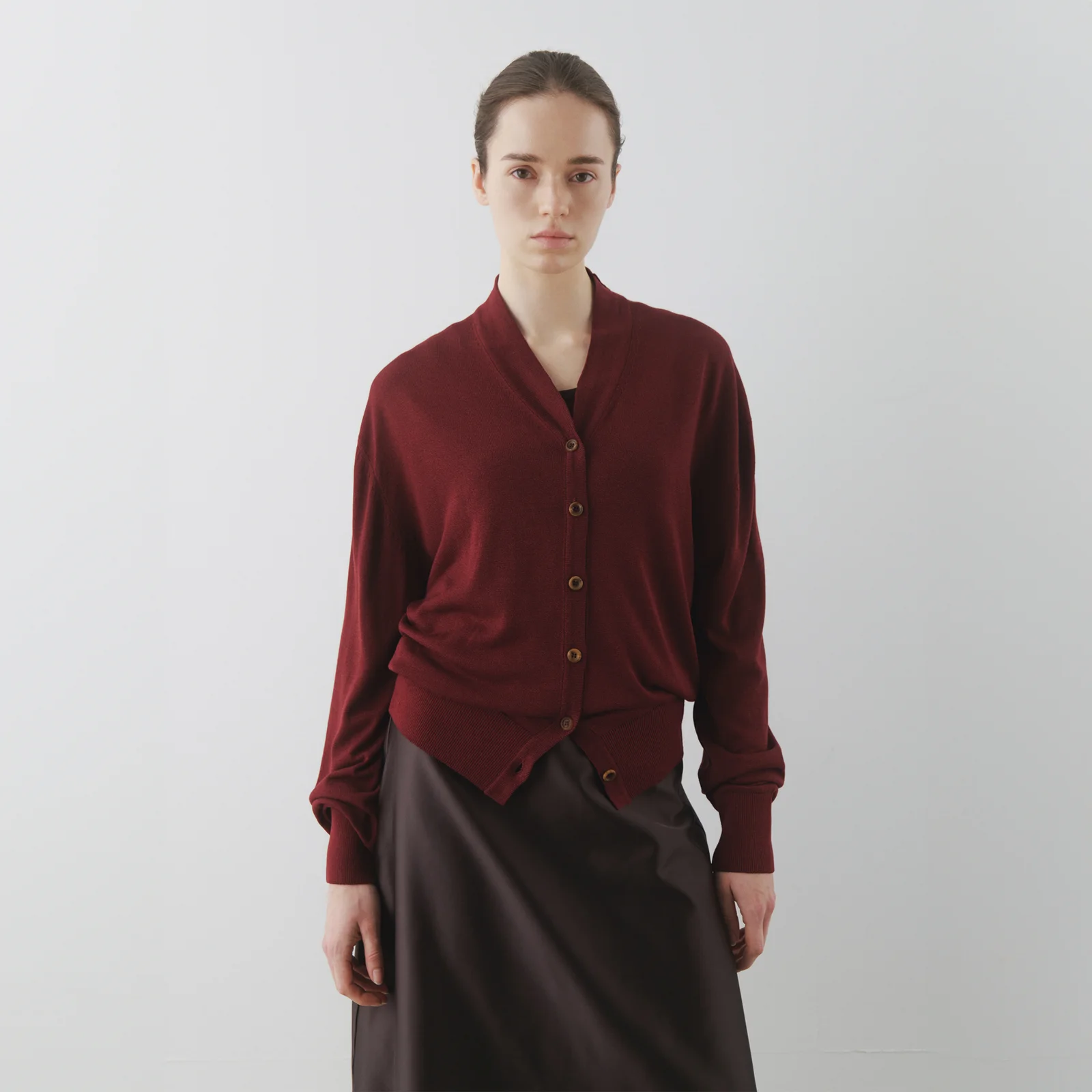 Soft Shawl Collar Cardigan in Burgundy