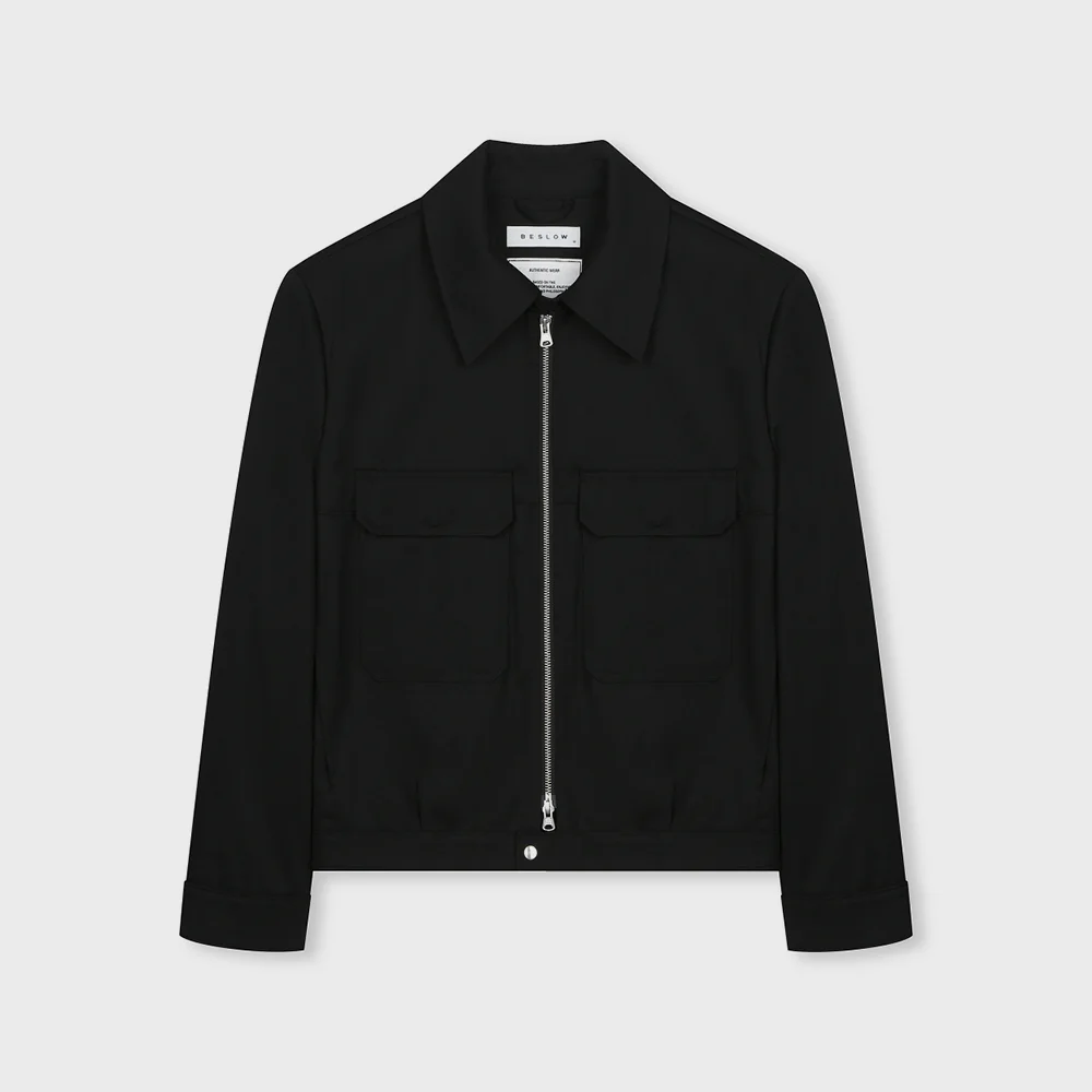 MILITARY ZIP-UP SHORT JACKET BLACK