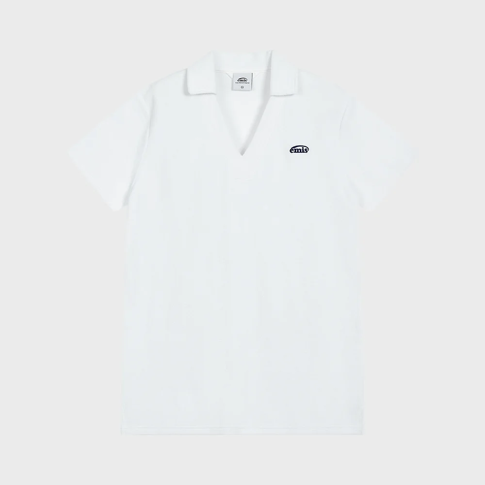 TERRY COLLARED DRESS-WHITE