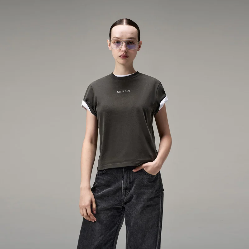 W NO IS BOY T-SHIRT - DARK GRAY