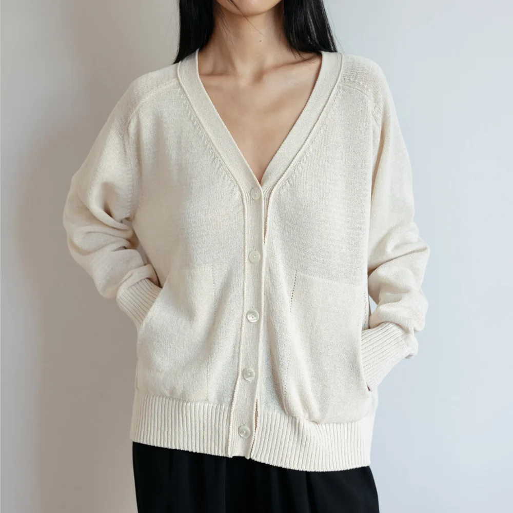 Breeze Paper Knit Cardigan (Ivory)