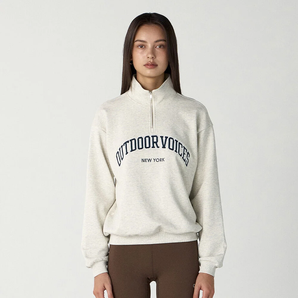ARCH LOGO QUARTER ZIP SWEATSHIRT (OATMEAL)