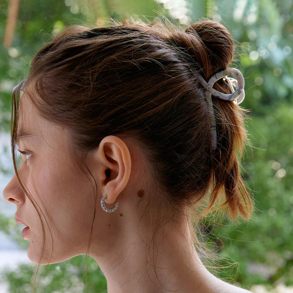 Twist metal point hair clip_blue ivory silver HC012