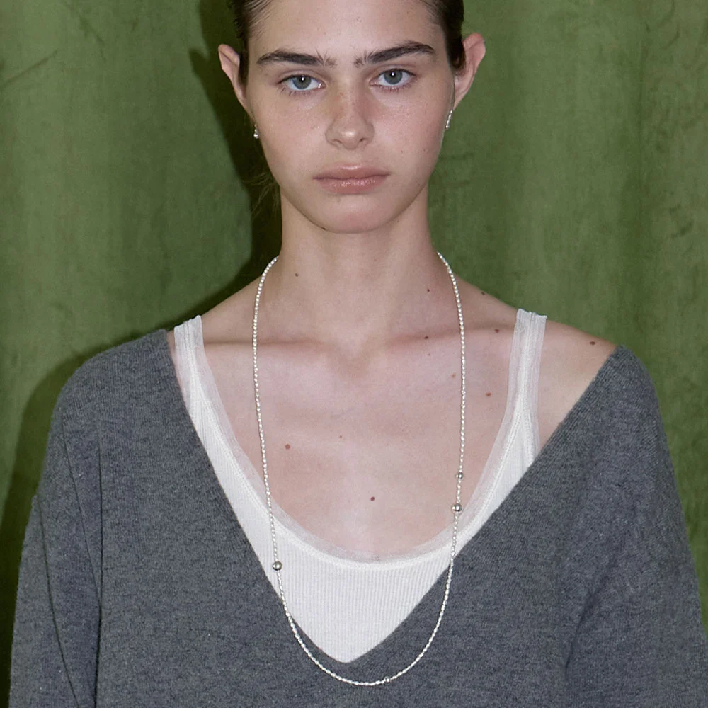 Shining Pearl & Balls Multi Long Necklace (L253MNK020)