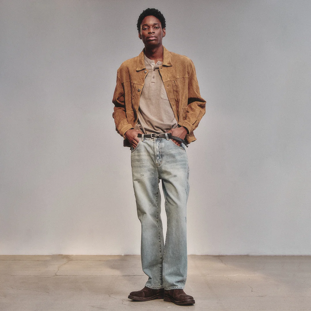 Washed Suede Trucker_Camel