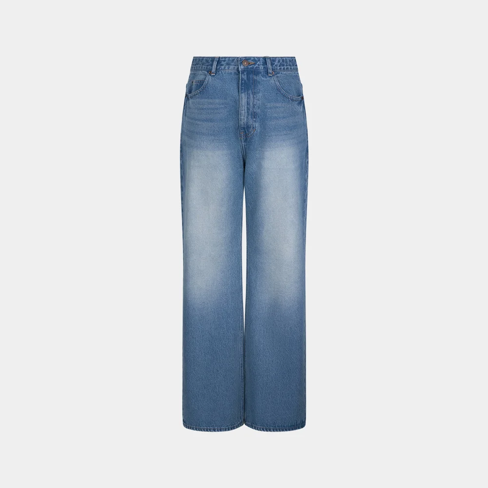 (M) VINTAGE WASHED STRAIGHT JEANS - BLUE