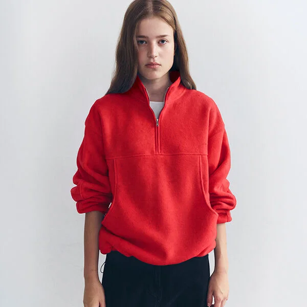 FLEECE HALF ZIP-UP RED