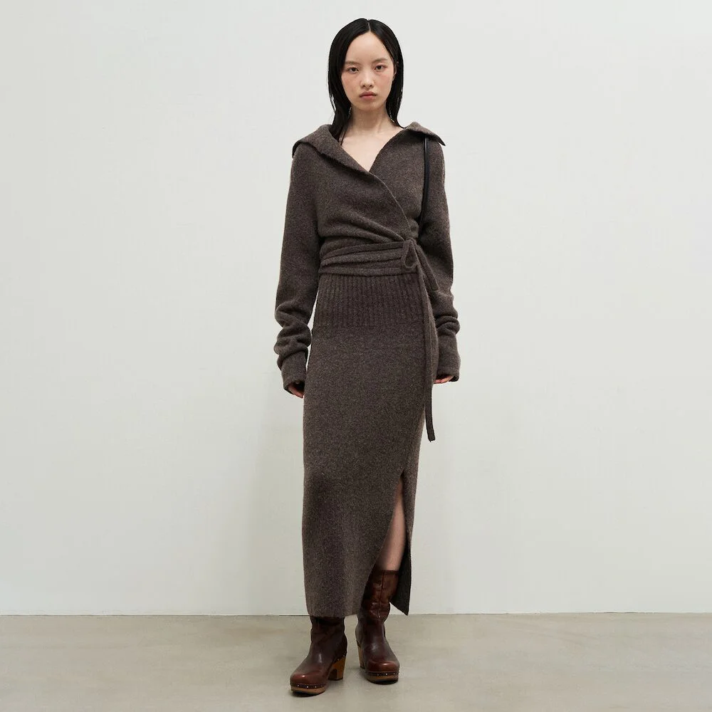 Llama Blend Long Skirt Brown (AG4927S01D)