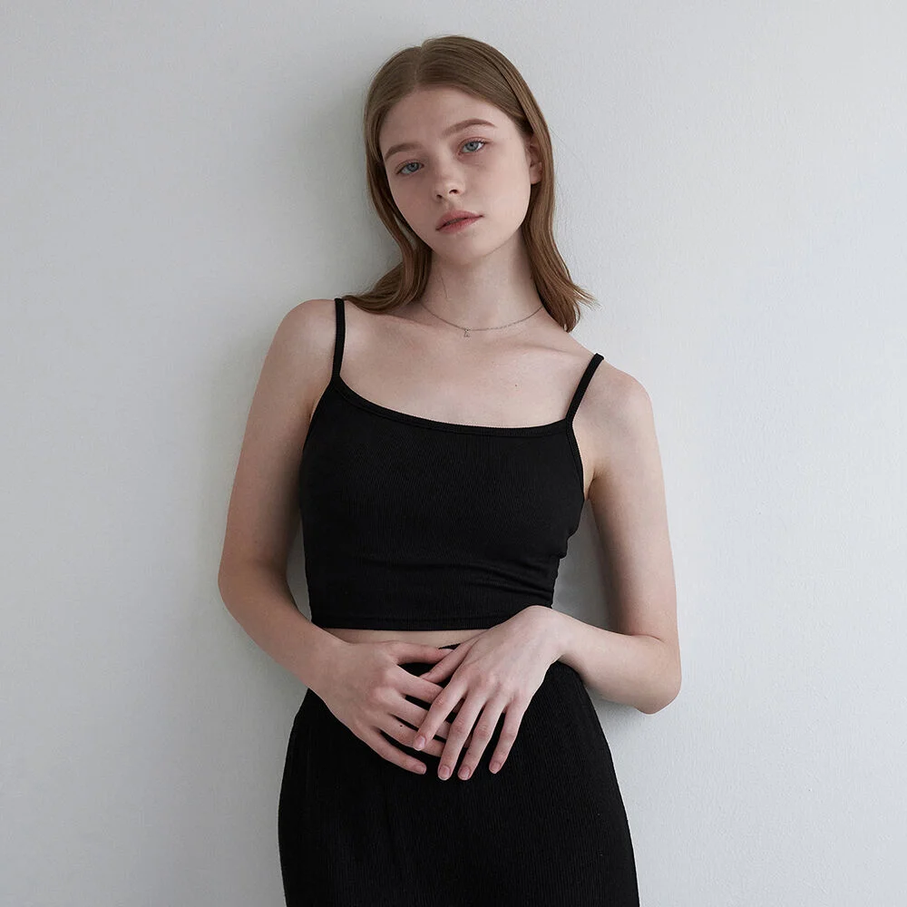 Basic crop bra top - black