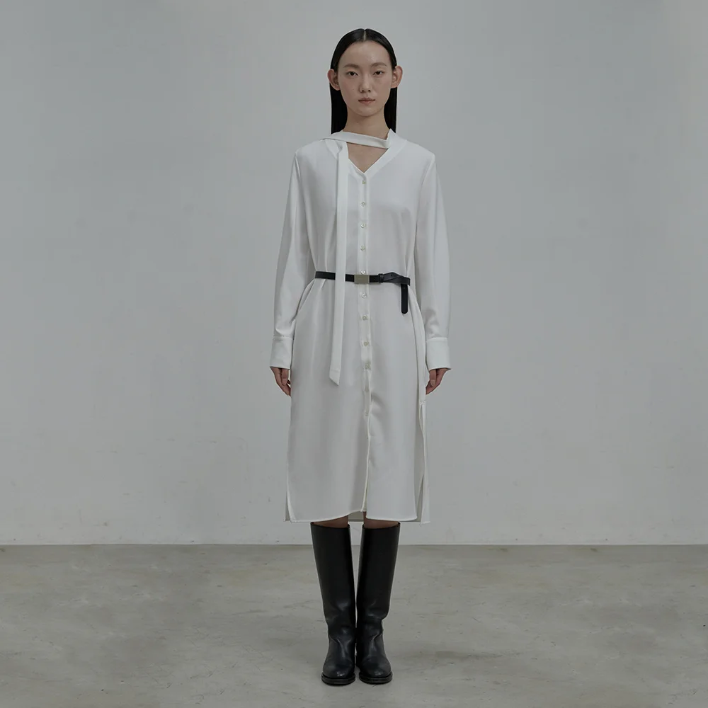 Daniel Tie Blouse Dress - White