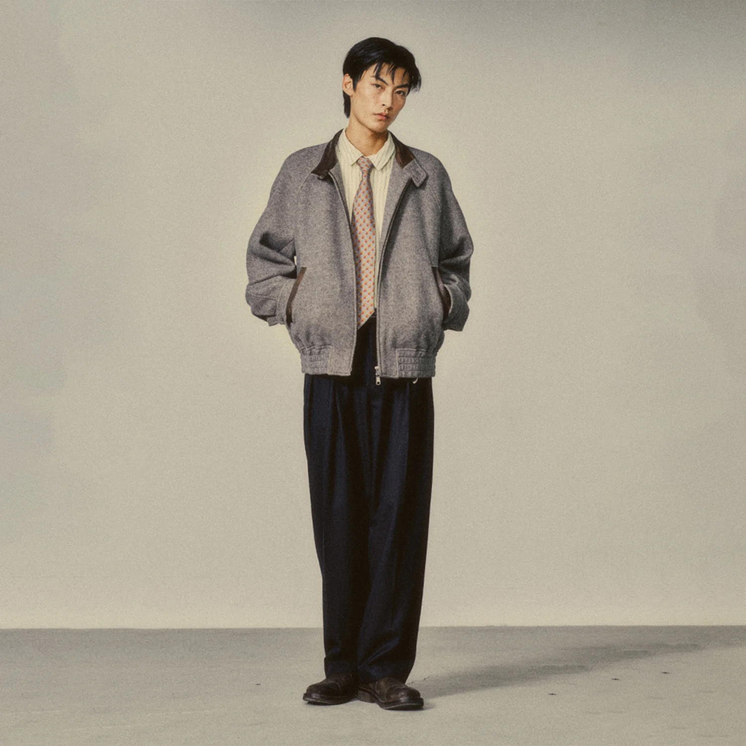 Leather Collar Cashmere Saint Harrington Jacket_ Cliff