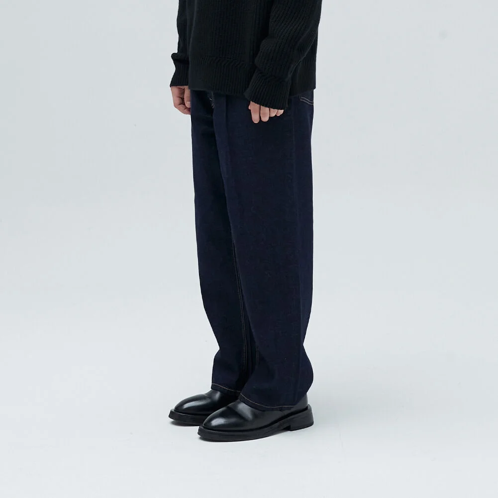 Blueborn Wide 5 Pocket Denim Pants Dark Navy