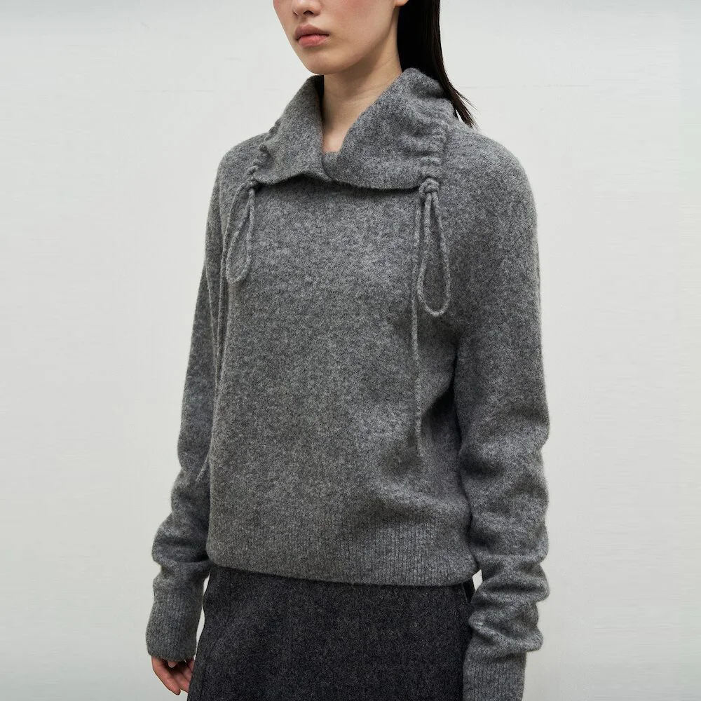 Llama Blend 2Way String Neck Pullover Grey (AG4951A023)