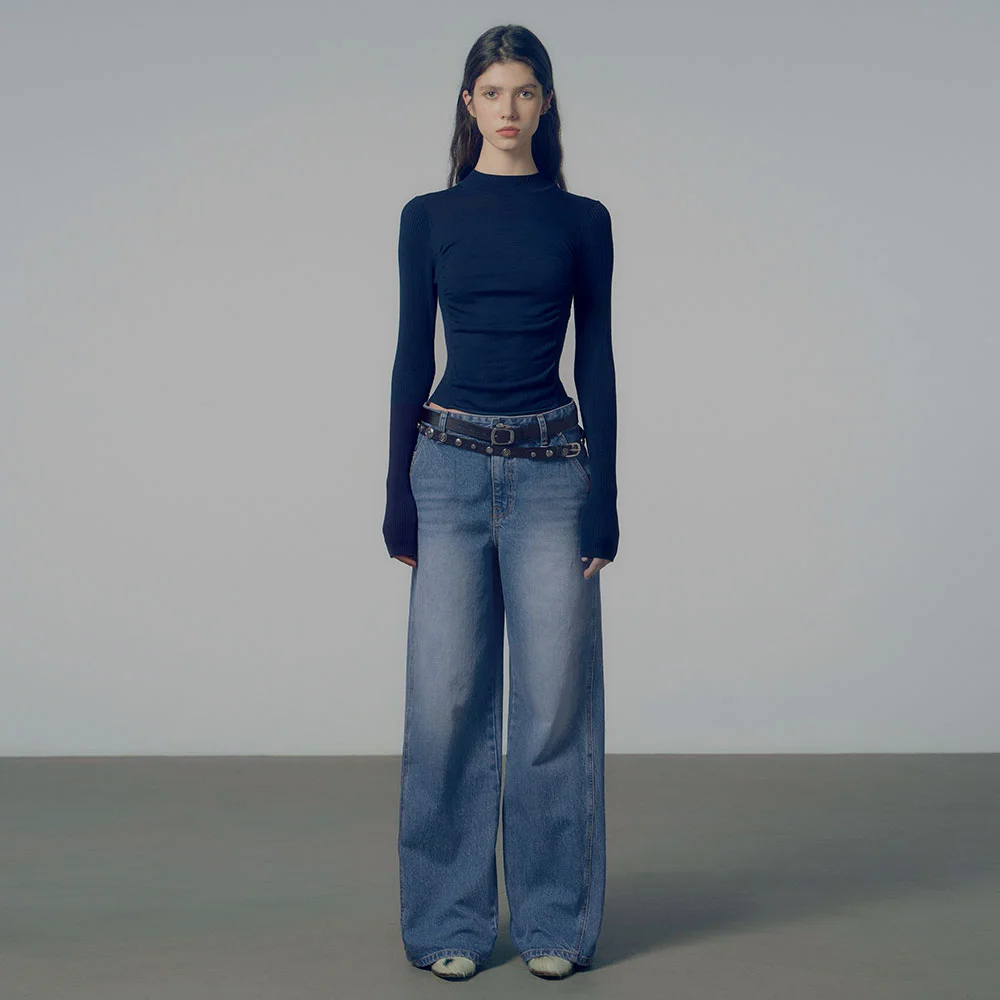 Washing Wide Denim Pants in Blue VJ4SL151-22