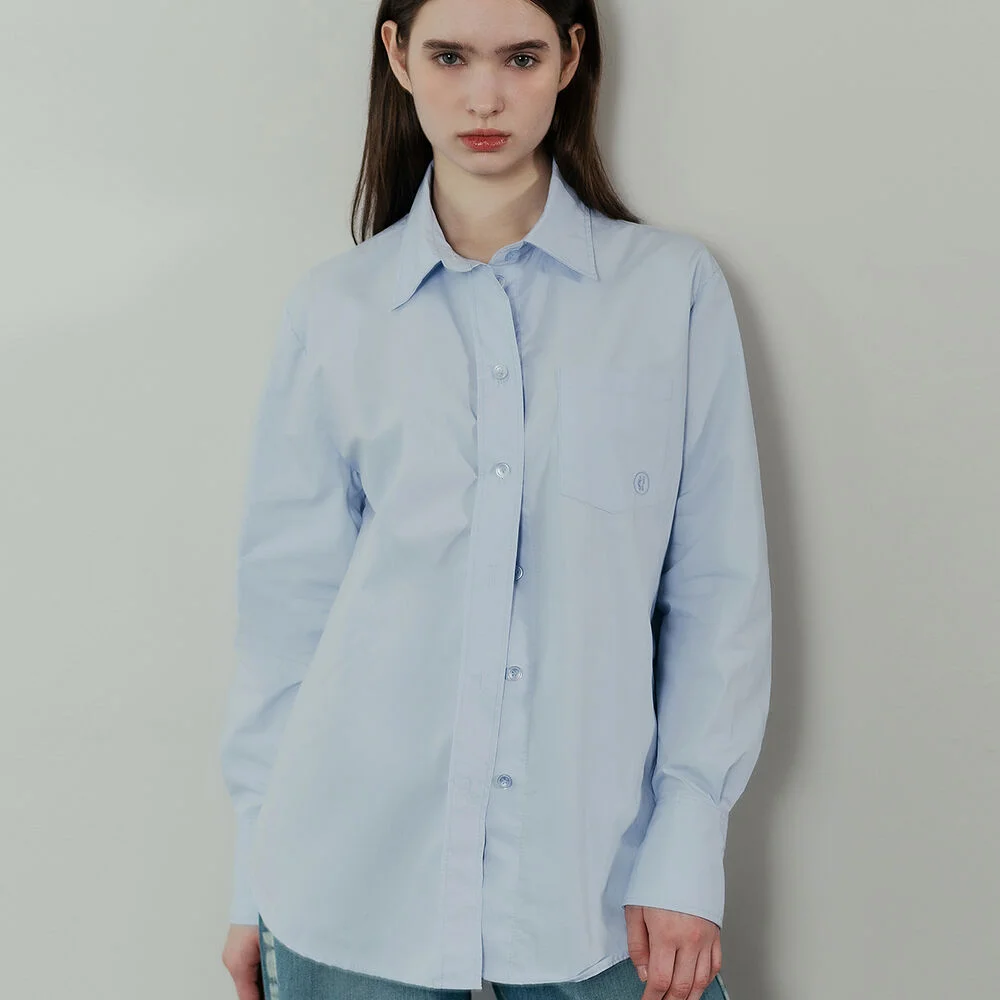 COTTON LOGO POCKET SHIRTS_SKY BLUE