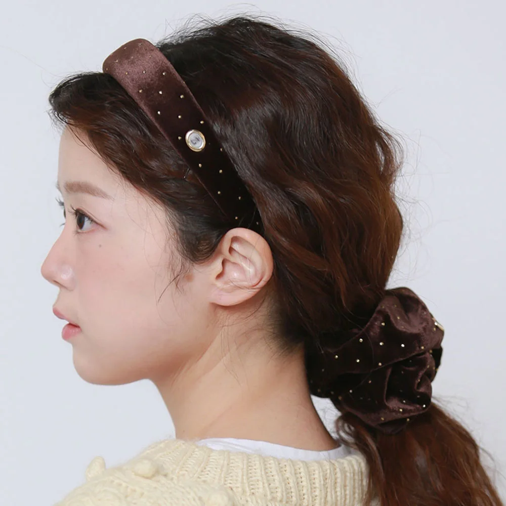 Cameo Gold Dot Velvet Volume HairBand