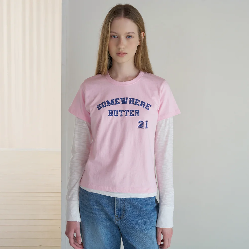 21 Square Logo Top - Light Pink