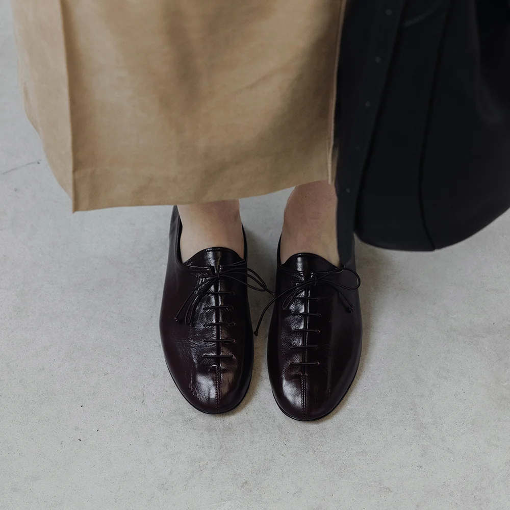 French Laced Up Sealing Derbies WineBrown