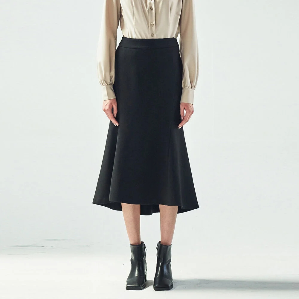 MERMAID LINE FLARED SKIRT_BLACK