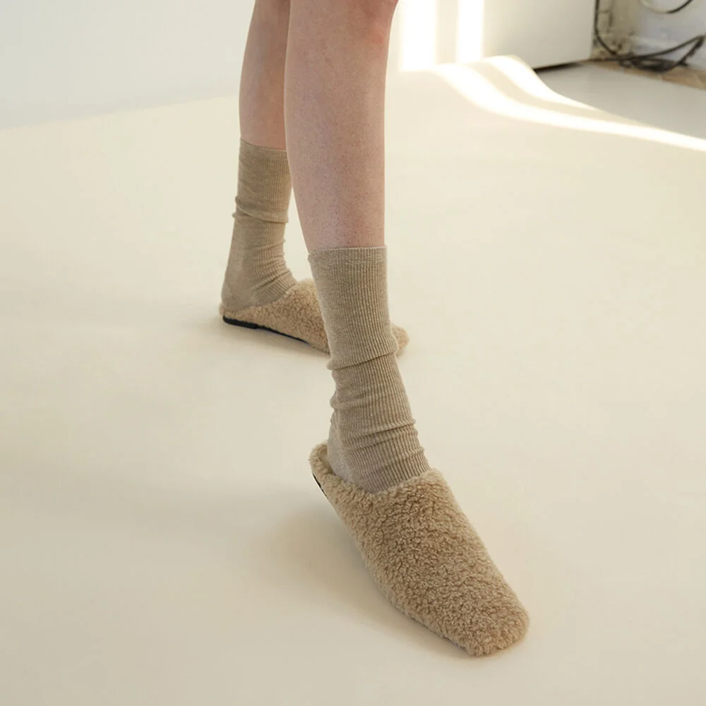 Ciel Shearling Mules Beige