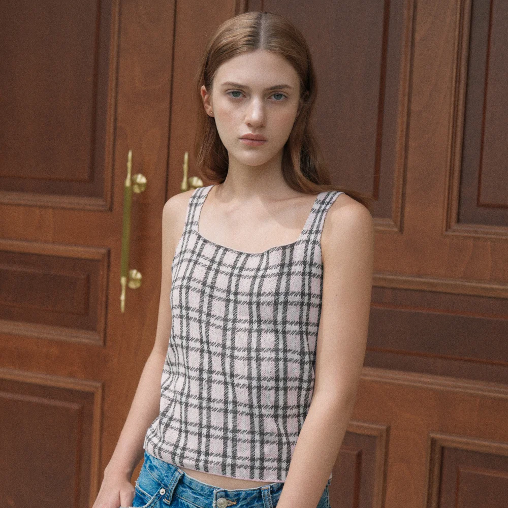 Linen Jacquard Knit Sleeveless (pink)
