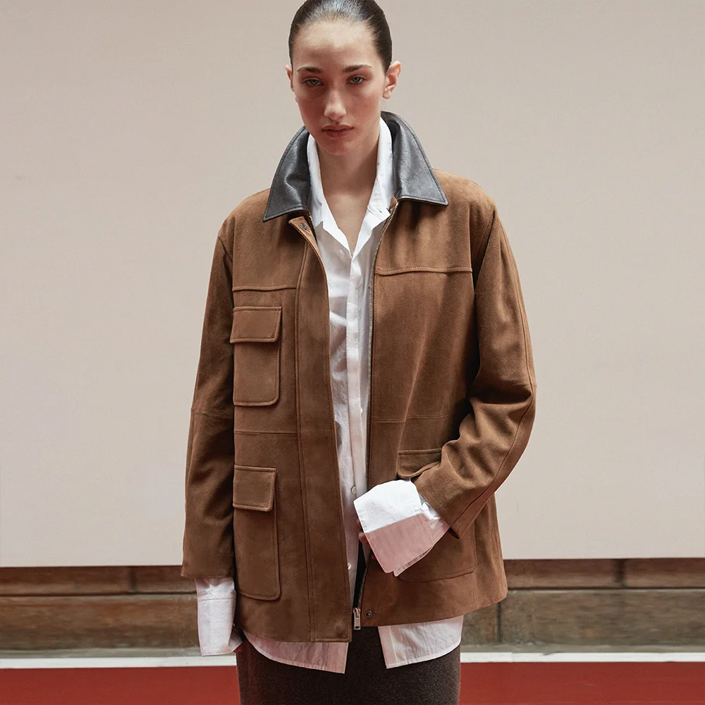 Suede Safari Jacket_Mocha Mousse
