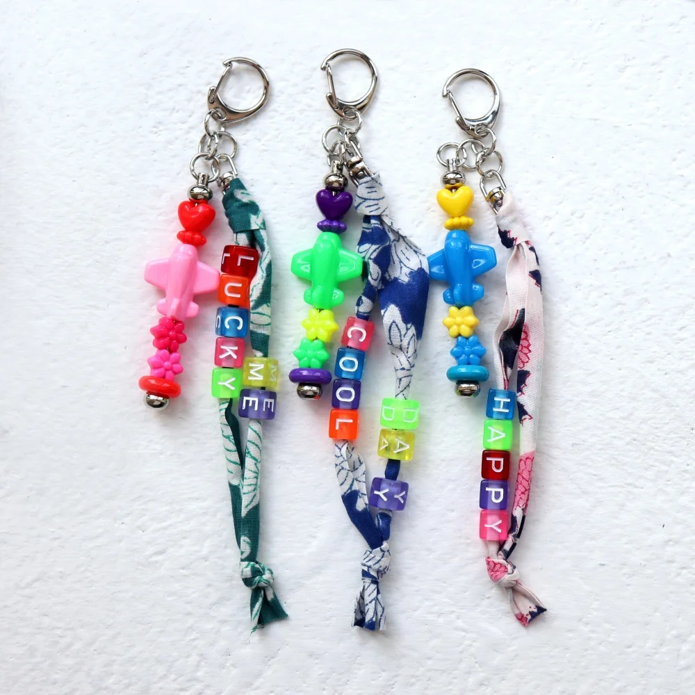 Print fabric color initial key ring 印花 布料 色 字母 袋 手機 鑰匙扣
