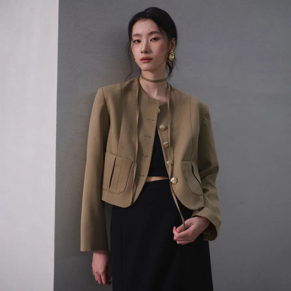 WOMAN 肩帶 無領 外套 / GF1LJK504