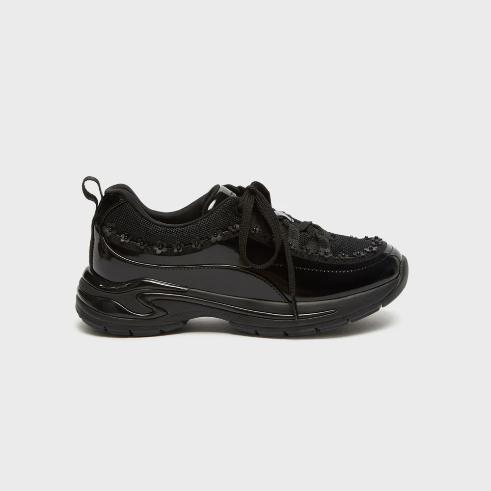 Floral lace-up sneakers(black)_DG4DA26508BLK