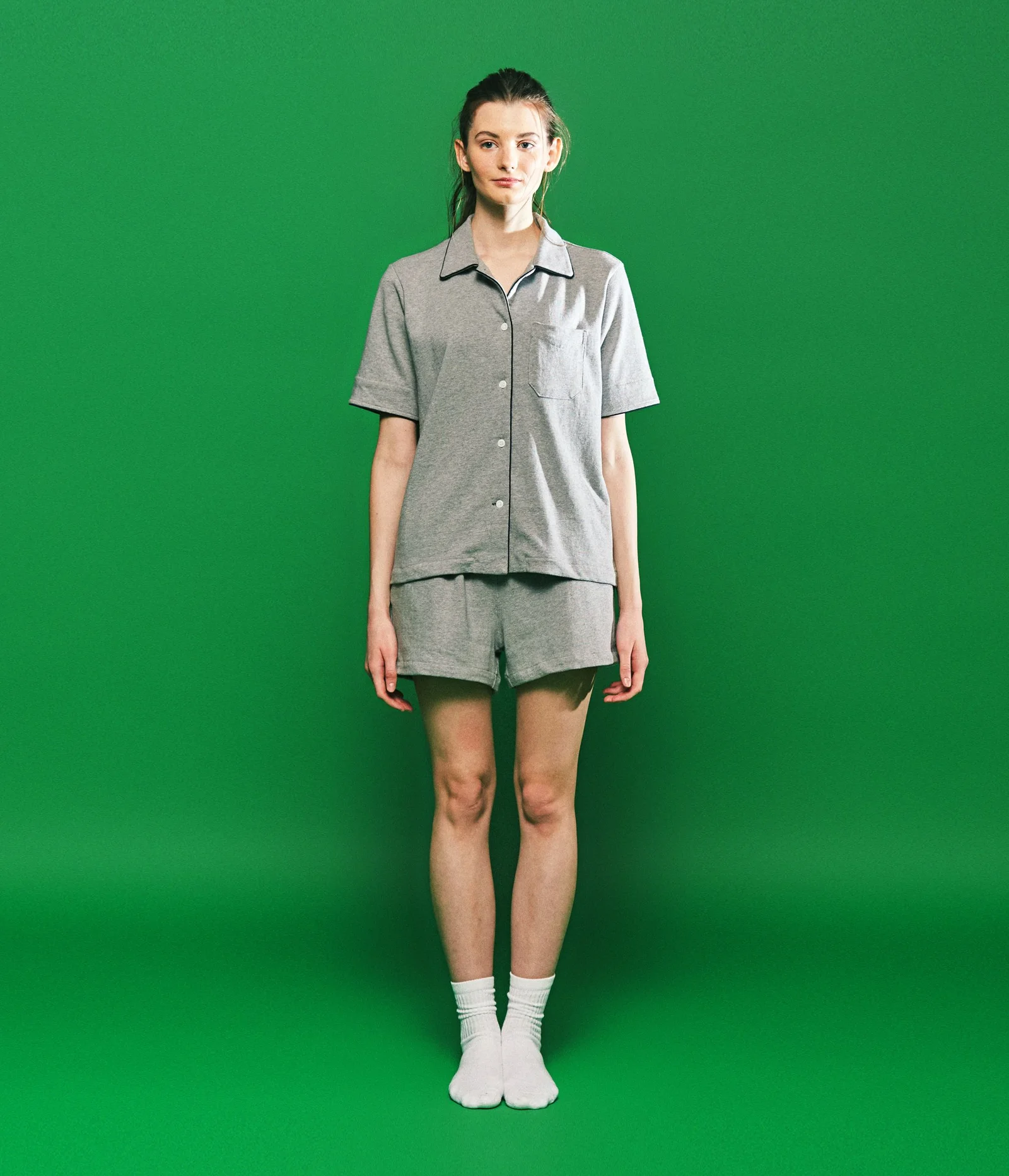 (W) Marilyn Short Sleeve PJ Set Jersey Melange Grey