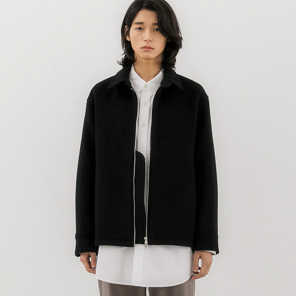 CHILLY WEATHER WOOL DRIZZLER JACKET (BLACK)