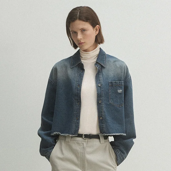AUBE CROP DENIM SHIRT(BL-4256)