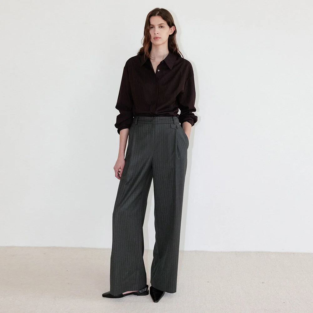 Stripe Wide One-tuck Pants SW5AL322-GW