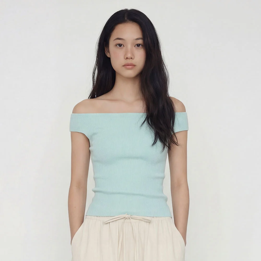 Off-Shoulder Rib Knit(Mint)