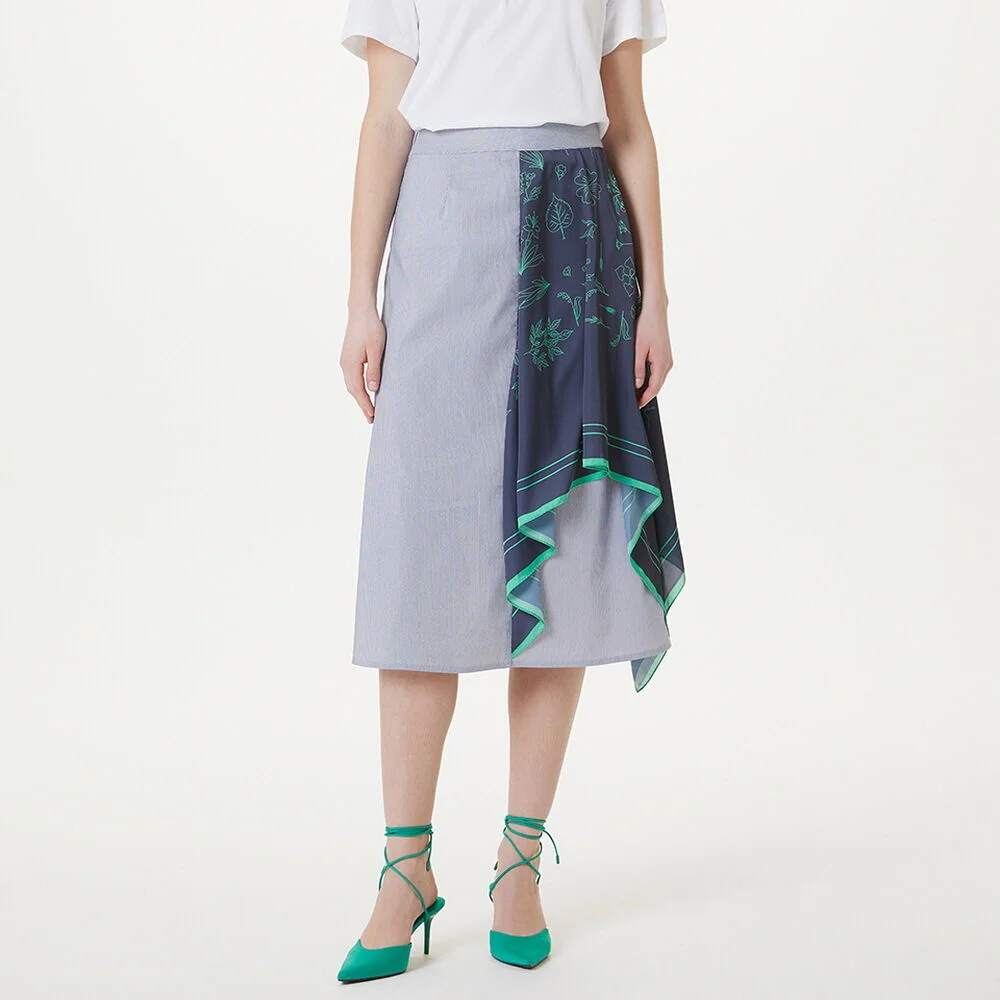 SCARF LAYERED SKIRT(NAVY)