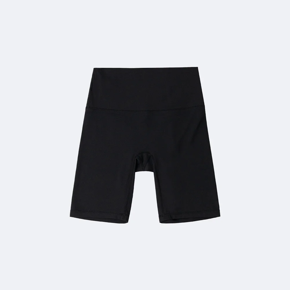 微風 高腰 5分 口袋 騎行 短褲 (Black)