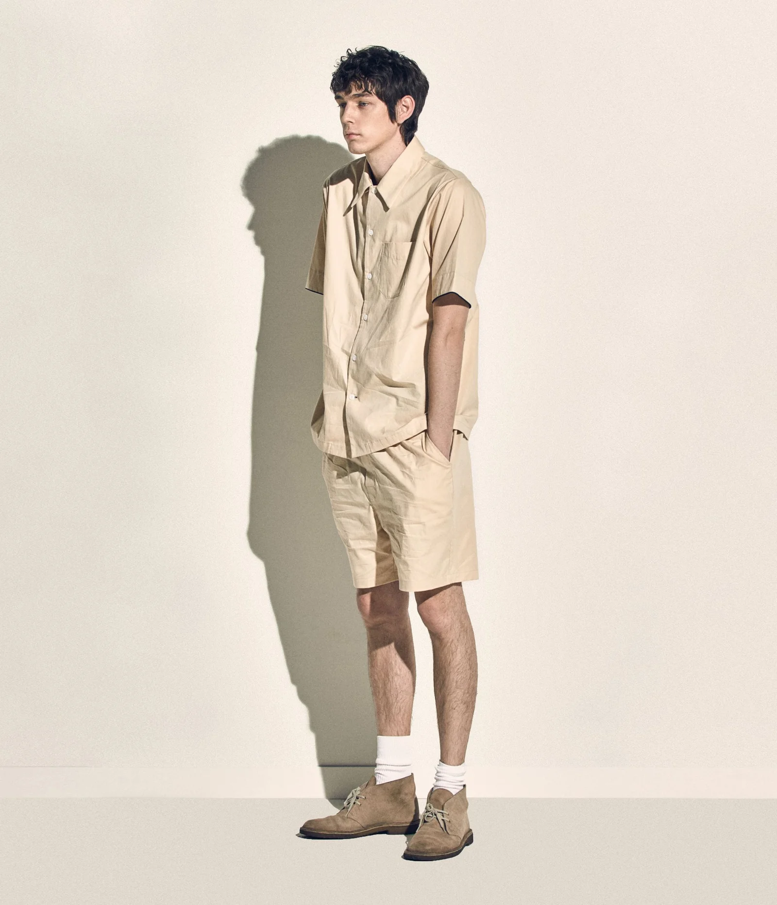 (M) Woody Short Sleeve PJ Set Twill Sand