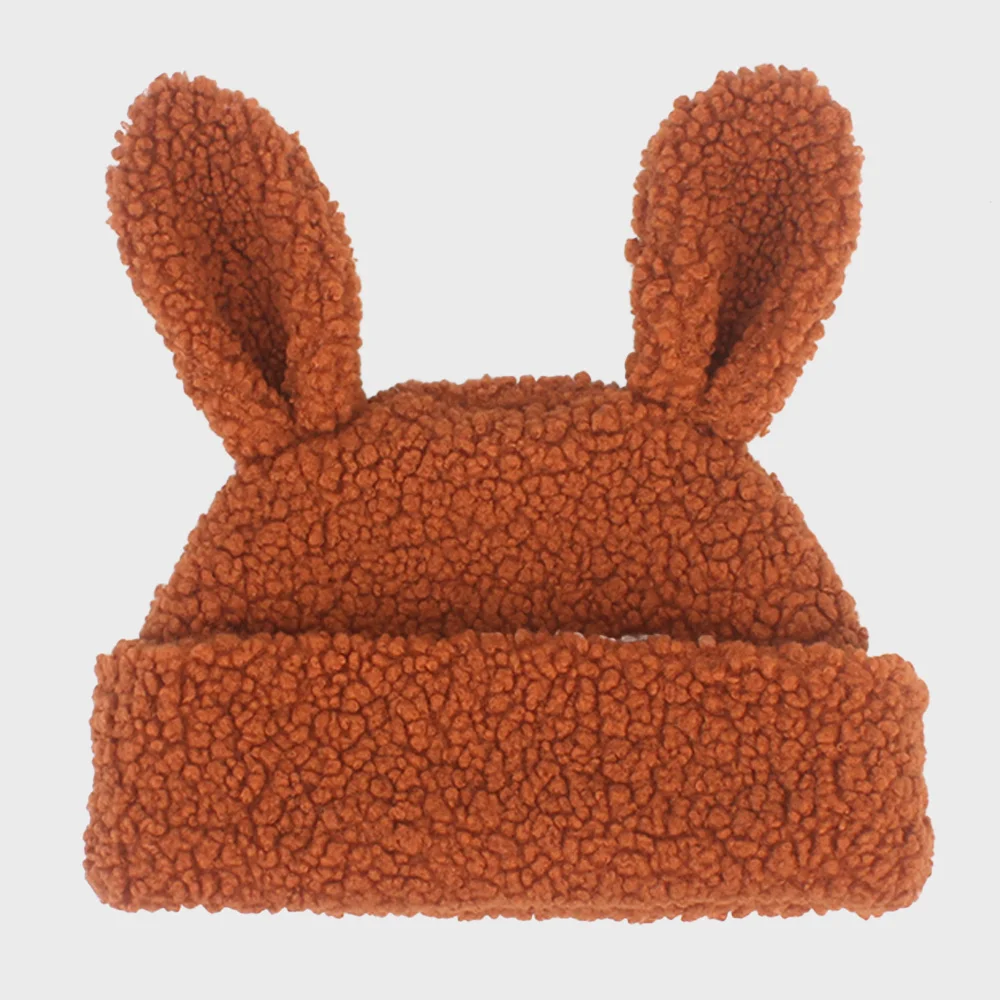 Rabbit Brown Fleece Beanie 兔耳冷帽