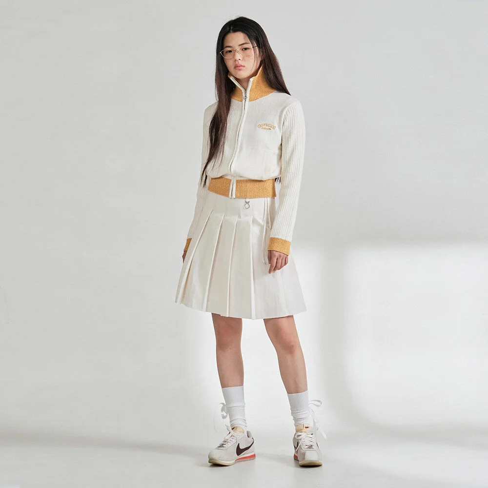 女裝 百褶 中長 半身裙 Ivory