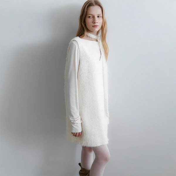 TIE HAIRY MINI SLEEVELESS DRESS S (OP-6309)
