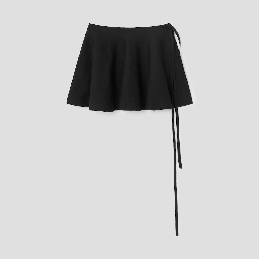 Full Flared Chouchou Knit Skirt Black (AG5127S015)